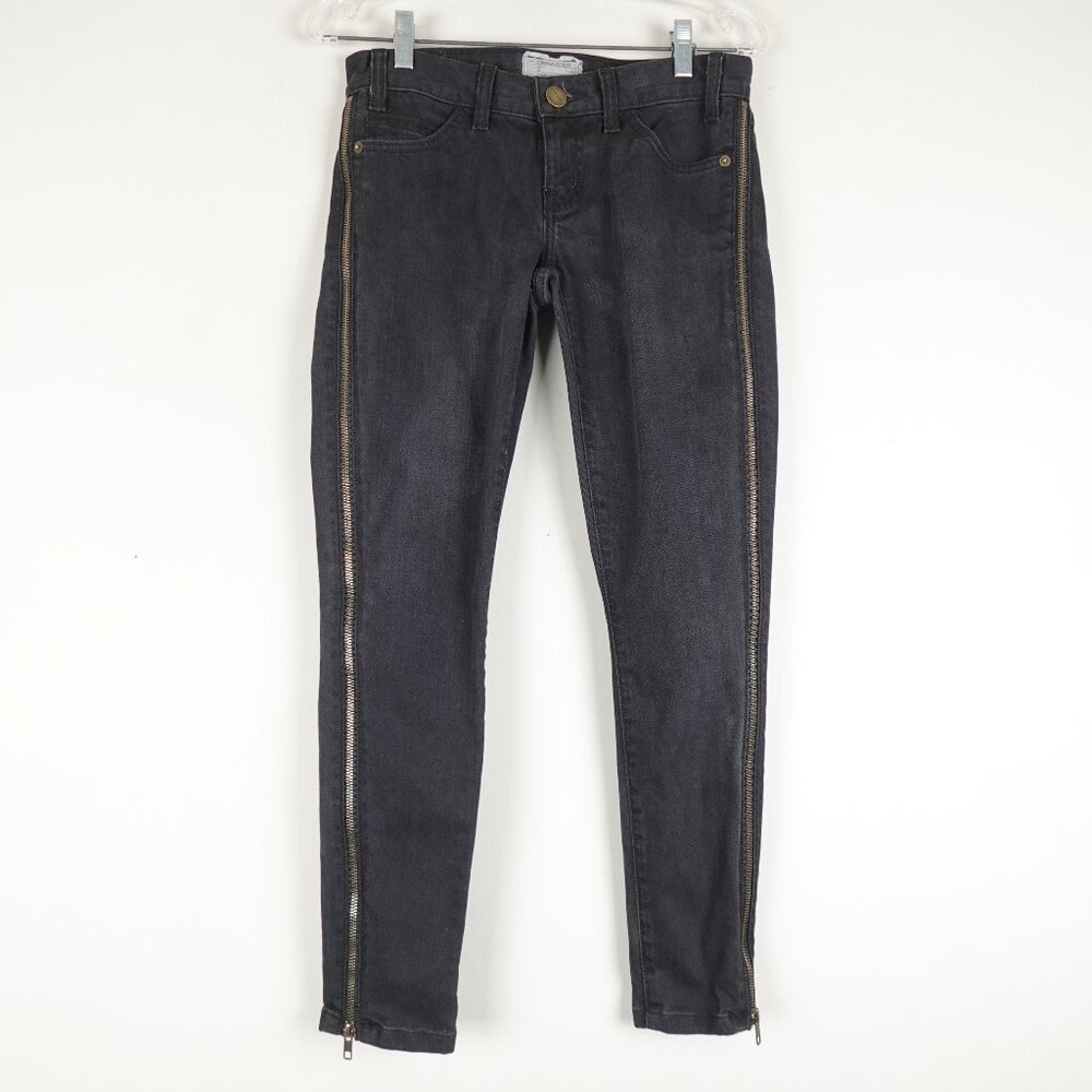 Current/Elliott The Side Zip Crop Jeans Women's 25 (30x28) Low Rise Tight Denim
